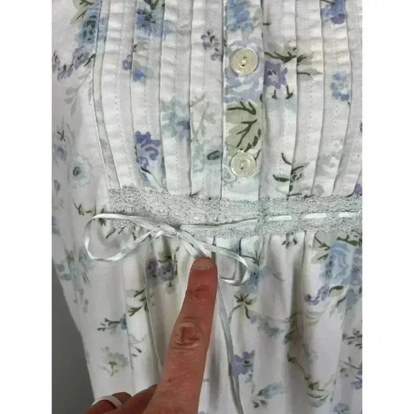 Vtg Laura Ashley Babydoll Ruffle Nightgown Floral Short Sleeve 100% Cotton L - Picture 5 of 15